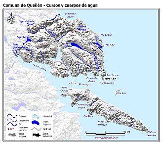 Mapa de la hidrografía de la comuna