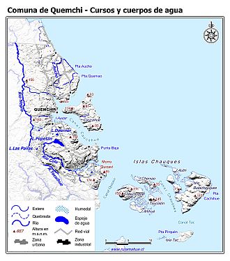 Mapa de la hidrografía de la comuna