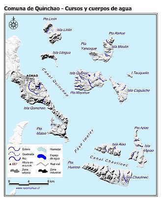 Mapa de la hidrografía de la comuna