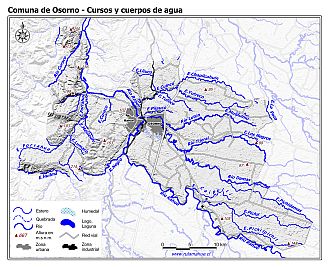 Mapa de la hidrografía de la comuna