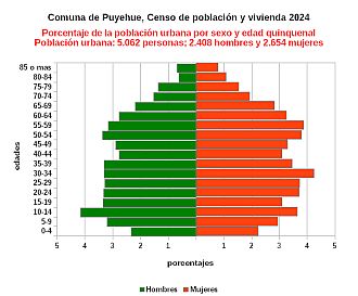 Gráfico de pirámide de edades de la población urbana