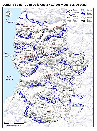 Mapa de la hidrografía de la comuna