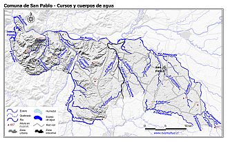 Mapa de la hidrografía de la comuna