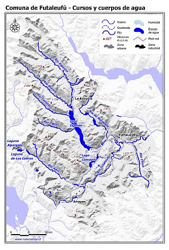 Mapa de la hidrografía de la comuna