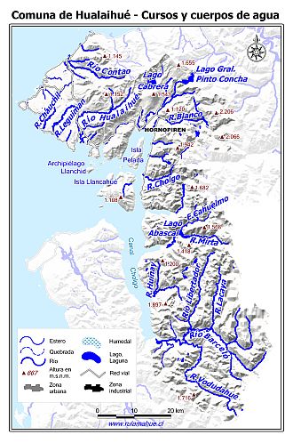 Mapa de la hidrografía de la comuna