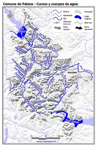 Mapa de la hidrografía de la comuna