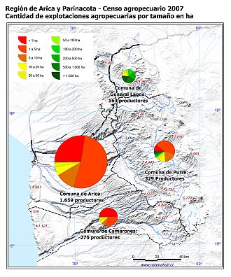 Mapa de la cantidad de explotaciones agropecuarias por tamaño