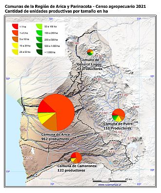 Mapa de la cantidad de unidades productivas por tamaño