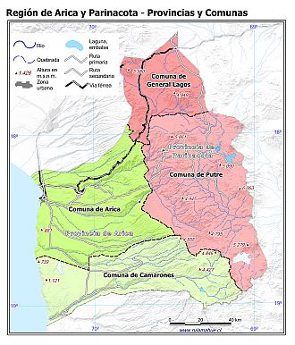 Mapa de las unidades administrativas de la Región