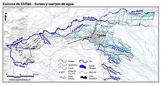 Mapa de la hidrografía de la comuna