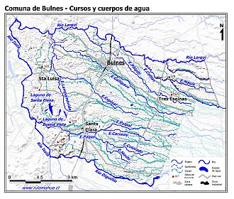 Mapa de la hidrografía de la comuna