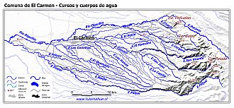 Mapa de la hidrografía de la comuna