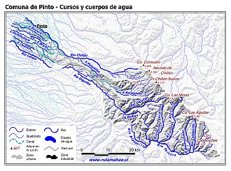 Mapa de la hidrografía de la comuna