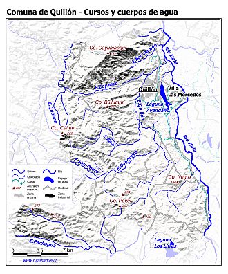 Mapa de la hidrografía de la comuna