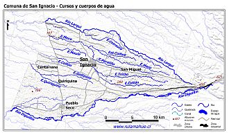 Mapa de la hidrografía de la comuna