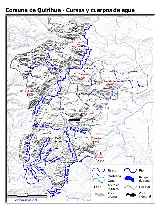 Mapa de la hidrografía de la comuna