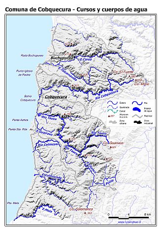 Mapa de la hidrografía de la comuna