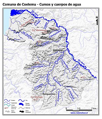 Mapa de la hidrografía de la comuna