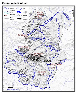 Mapa de la hidrografía de la comuna
