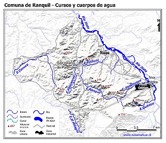 Mapa de la hidrografía de la comuna