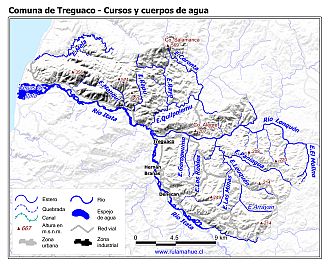 Mapa de la hidrografía de la comuna