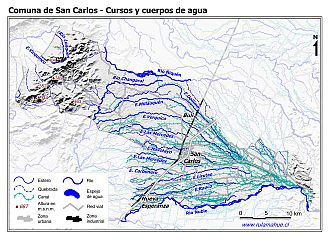 Mapa de la hidrografía de la comuna