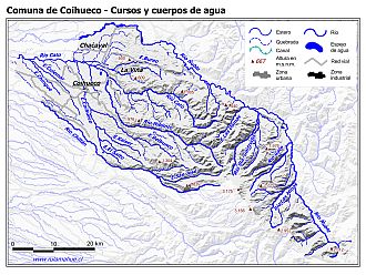 Mapa de la hidrografía de la comuna