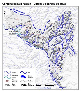 Mapa de la hidrografía de la comuna